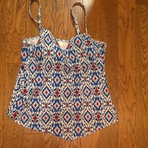 Size small Blue and Red Patterned Women's Bikini  Tank Top